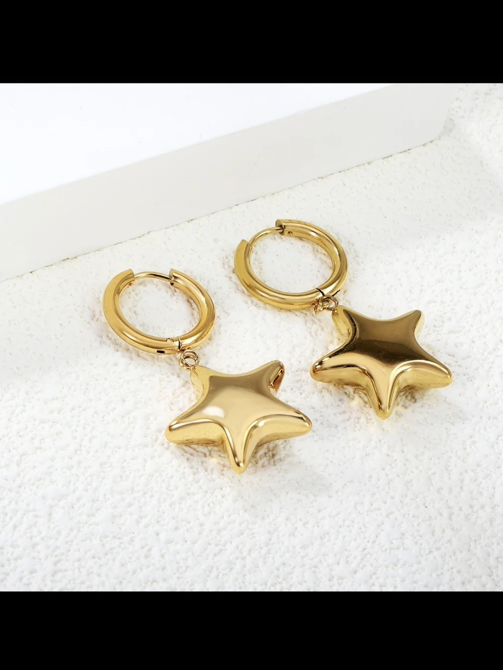 Gold Star Hoop Drop Earrings - Unbranded